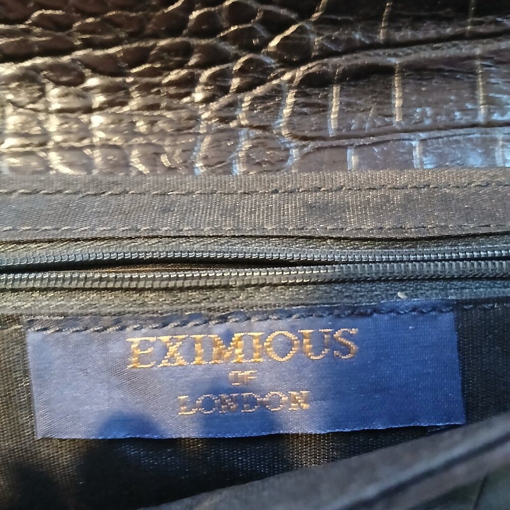 VINTAGE WOMEN'S CROCO EMBOSSED BLACK EXIMIOUS OF LONDON PURSE - Picture 4 of 10